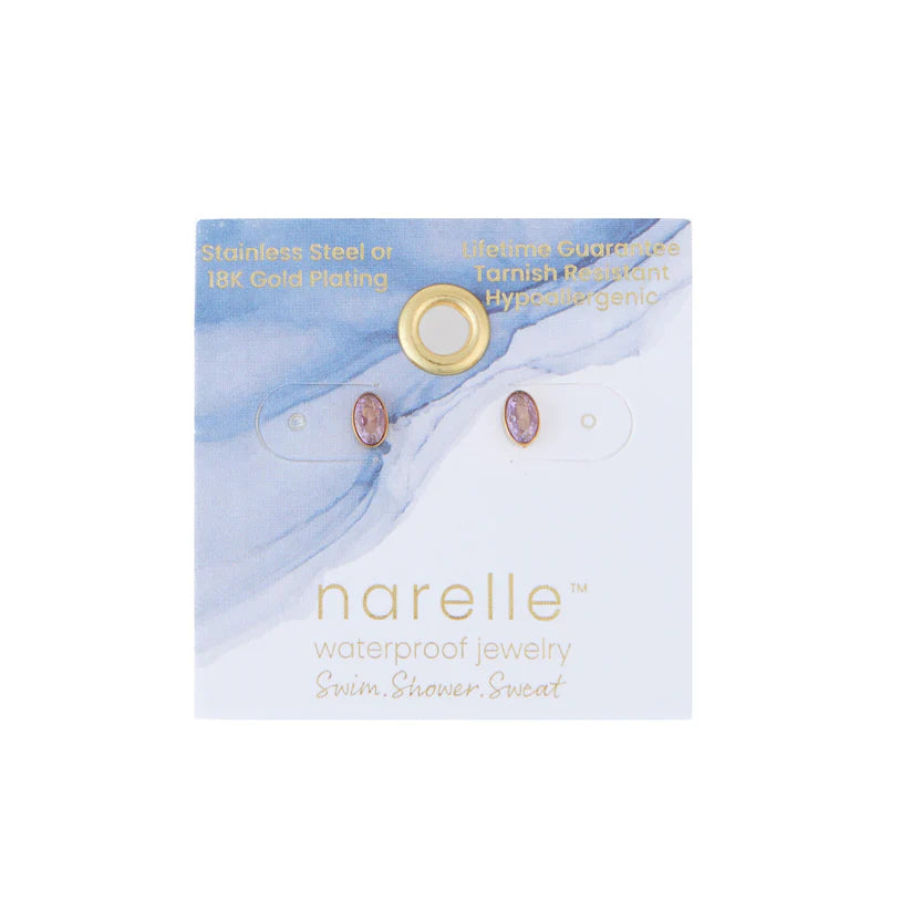 Purple Oval Gem Stud Earrings