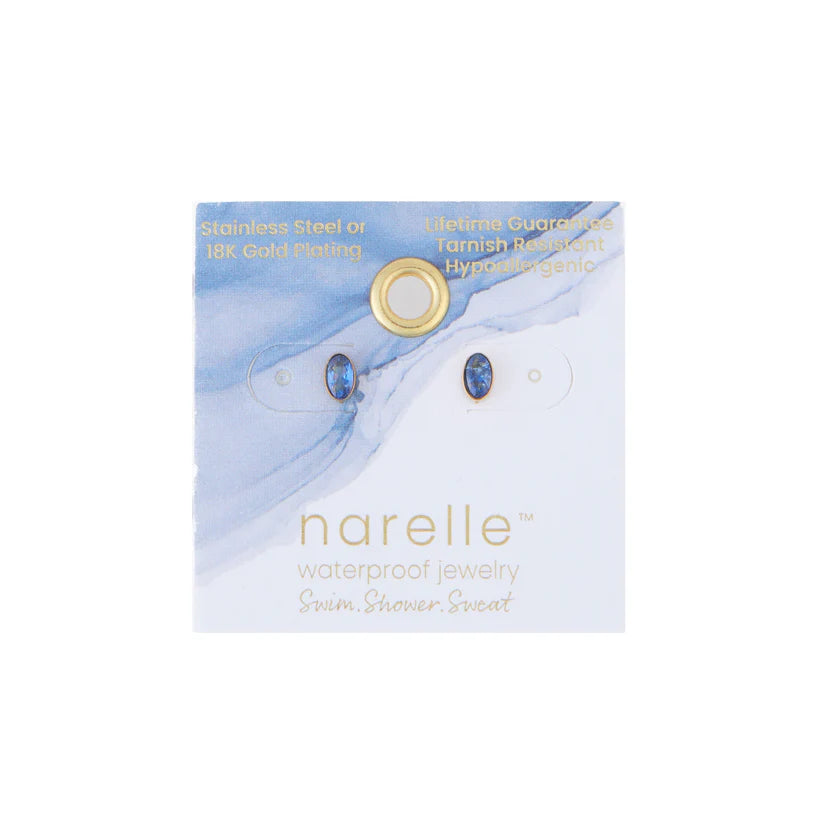 Blue Oval Gem Stud Earrings
