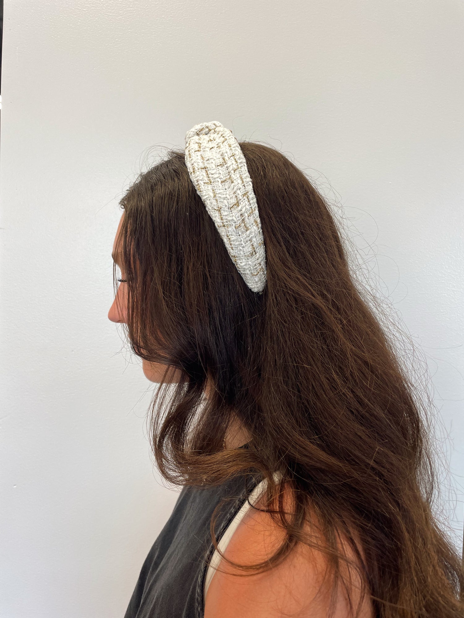 neutral colored tweed headband