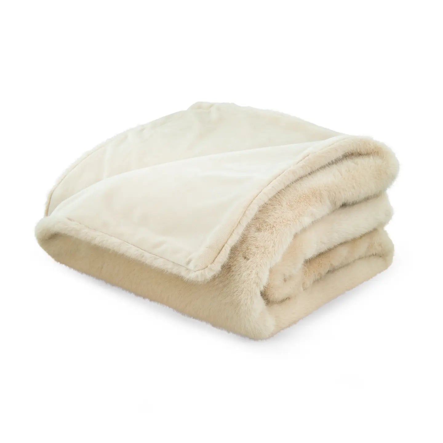 Amanda Blu Almond Fireside Faux Fur Throw Blanket