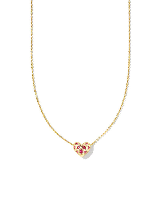 Gold chain with heart pendant with pink crystals on the pendant.
Metal-14K Gold Over Brass
Closure-Lobster Clasp with Single Adjustable Slider Bead
Size- 19' CHAIN, 0.53"L X 0.46"W PENDANT