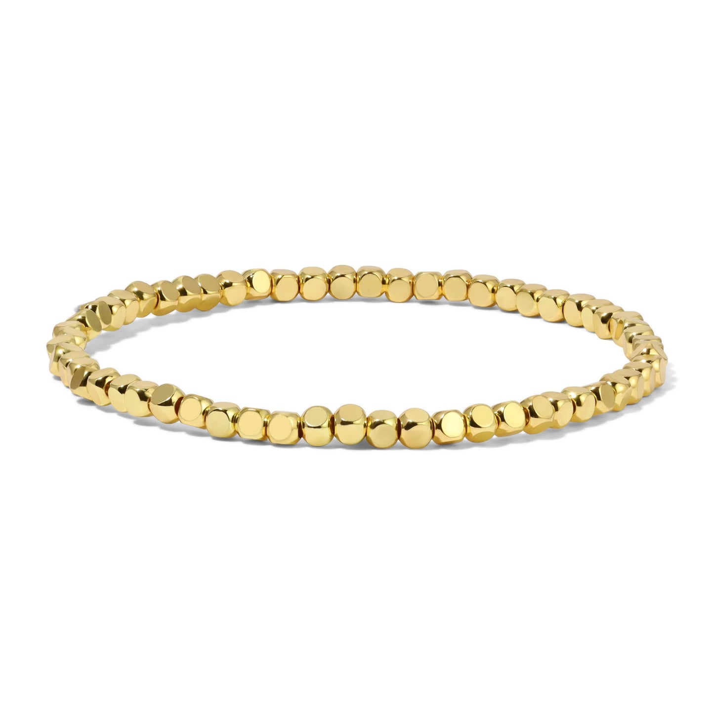 3mm Gold Cube Beaded Bracelet
