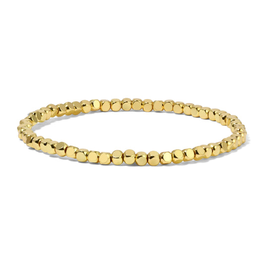 3mm Gold Cube Beaded Bracelet