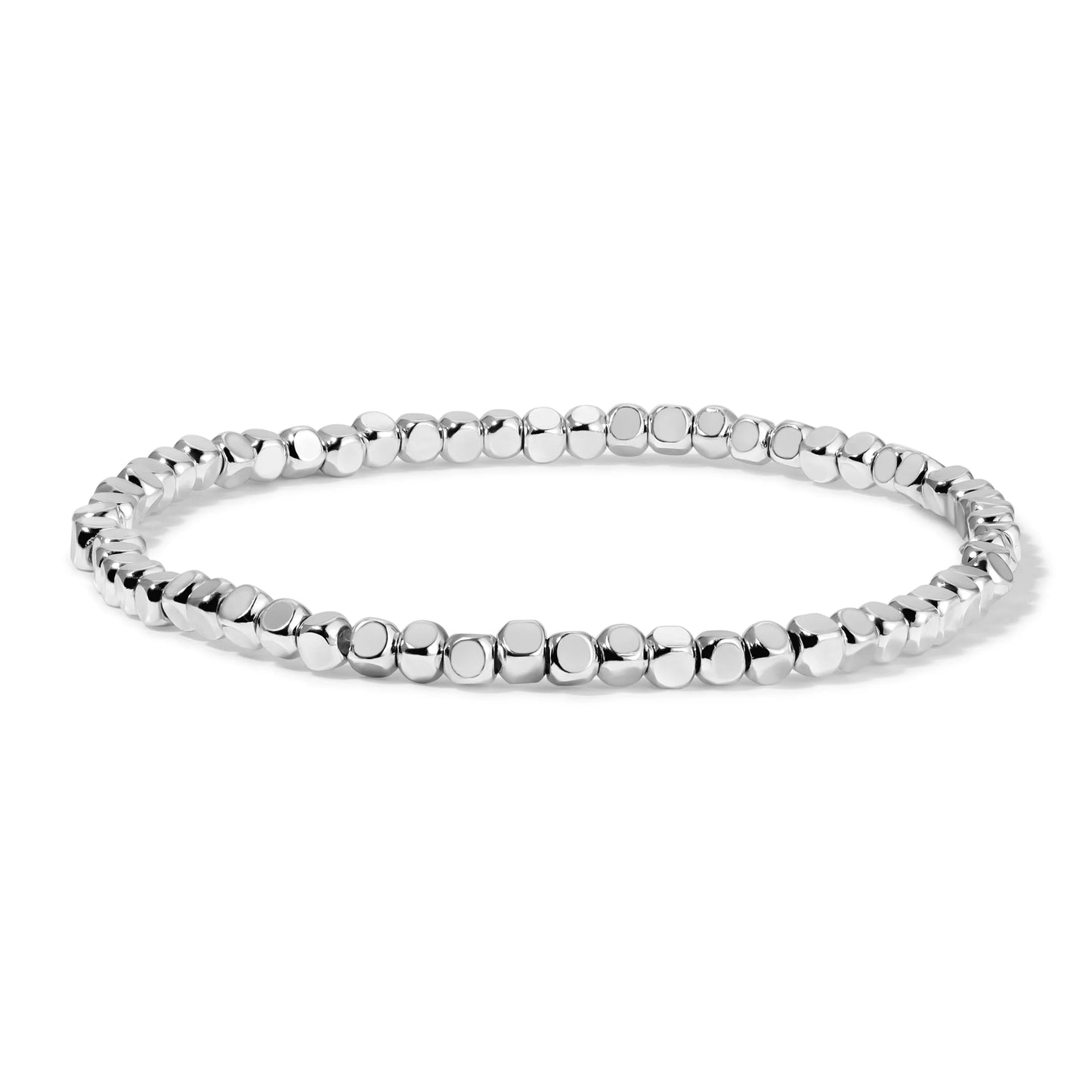 3mm Silver Cube Beaded Bracelet