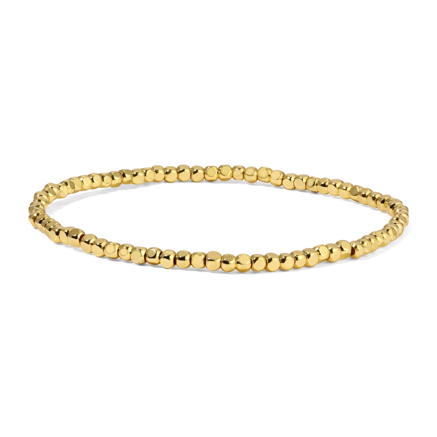 2.5mm Gold Cube Beaded Bracelet