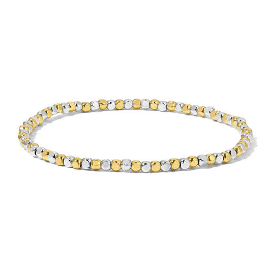 2.5mm Silver And Gold Mixed Cube Beaded Bracelet