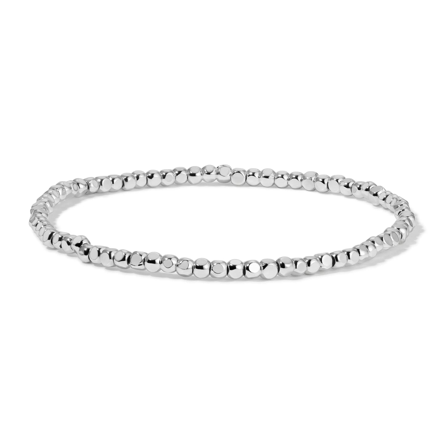 2.5mm Silver Cube Beaded Bracelet