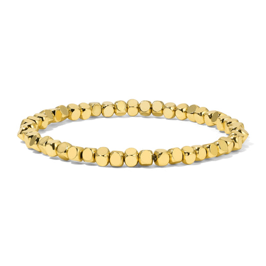 4mm Gold Cube Beaded Bracelet