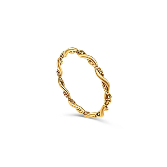 Gold Dainty Ring with Twisted Band Detail
