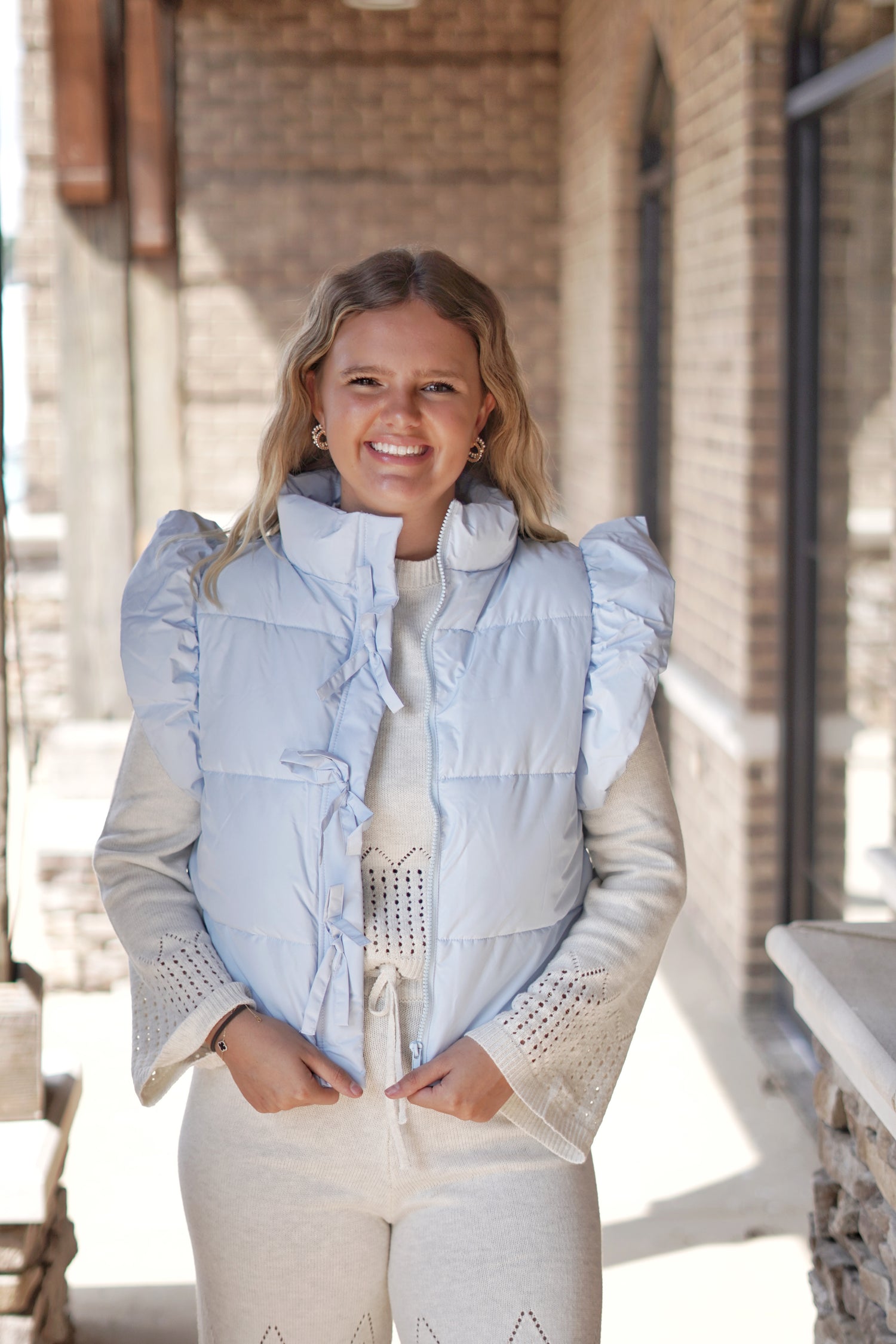 Cloud Blue Puffer Vest - Main Image