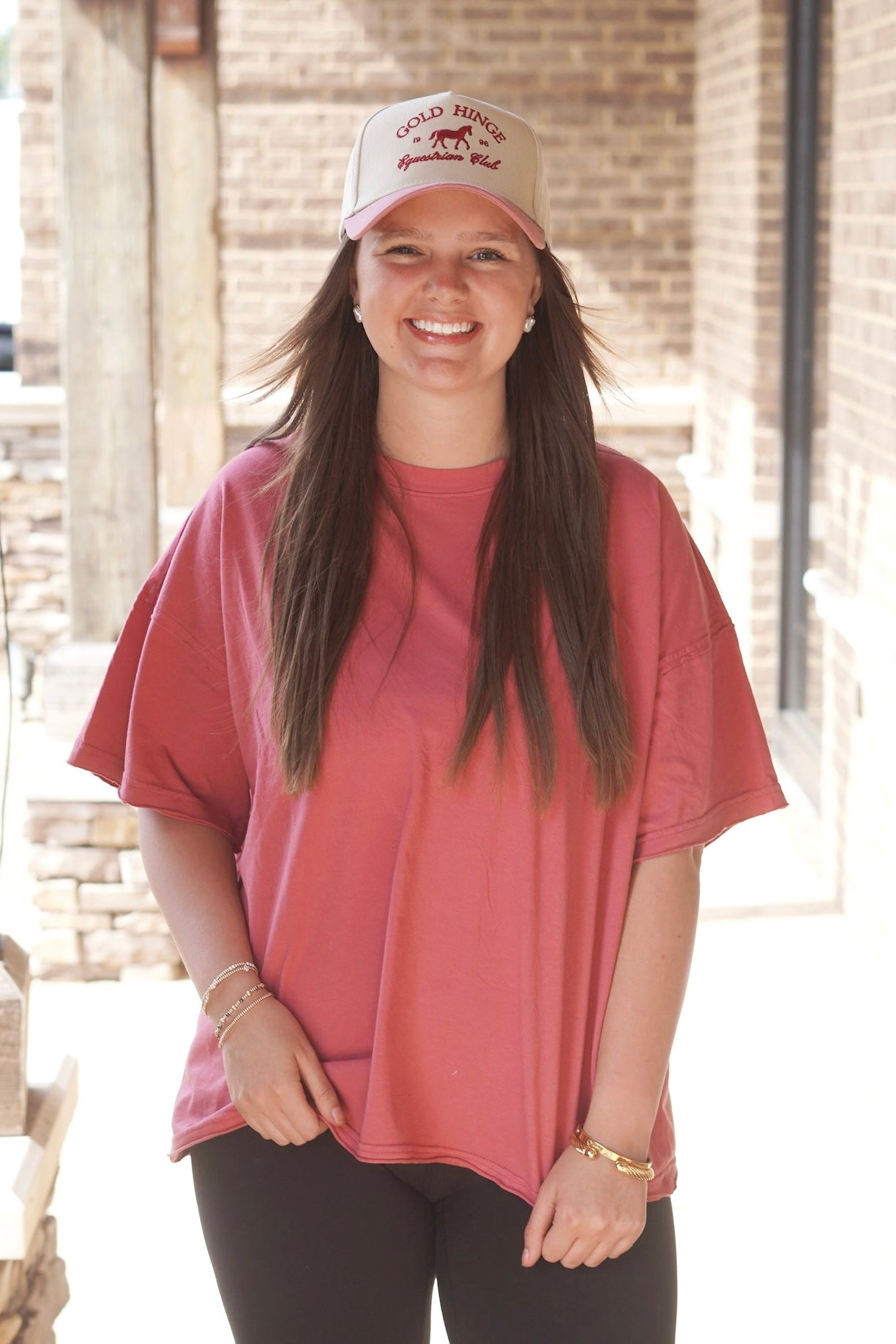 vintage red t-shirt, crew neckline, short sleeve, hem detail on the sleeve and bottom. 