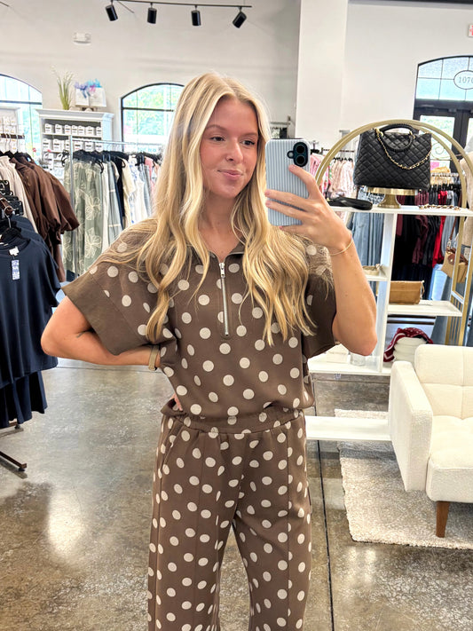 Latte Polka Dot Scuba Pullover