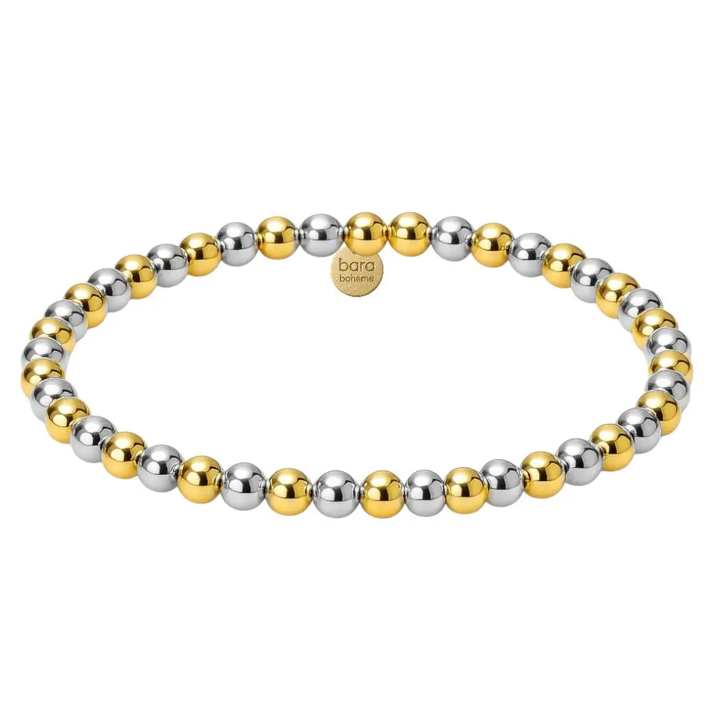 Classic Two Tone 4mm Beaded Bracelet