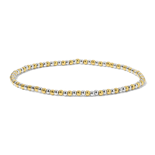 3mm Silver And Gold Mixed Round Beaded Bracelet