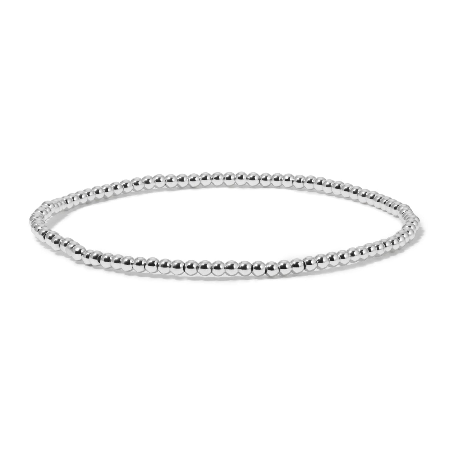 3mm Silver Round Beaded Bracelet