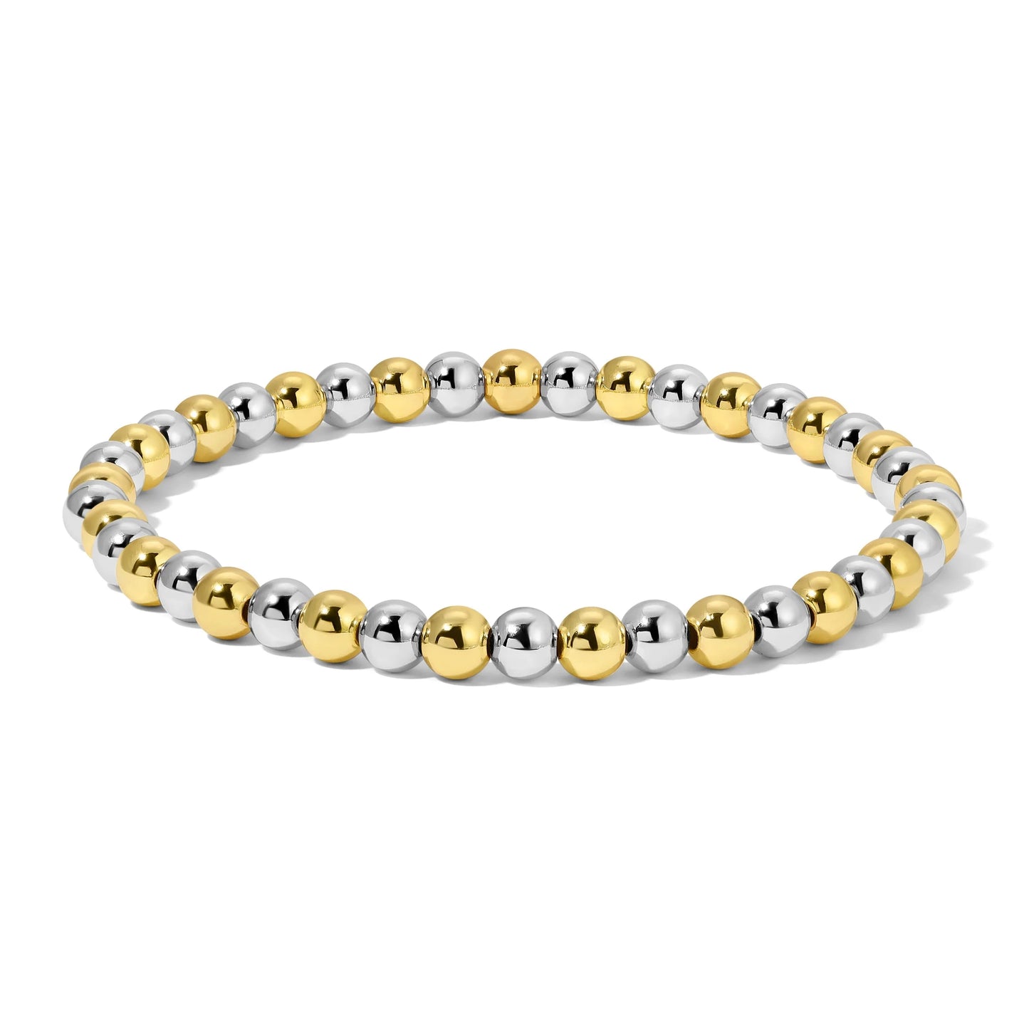 5mm Silver And Gold Mixed Beaded Bracelet