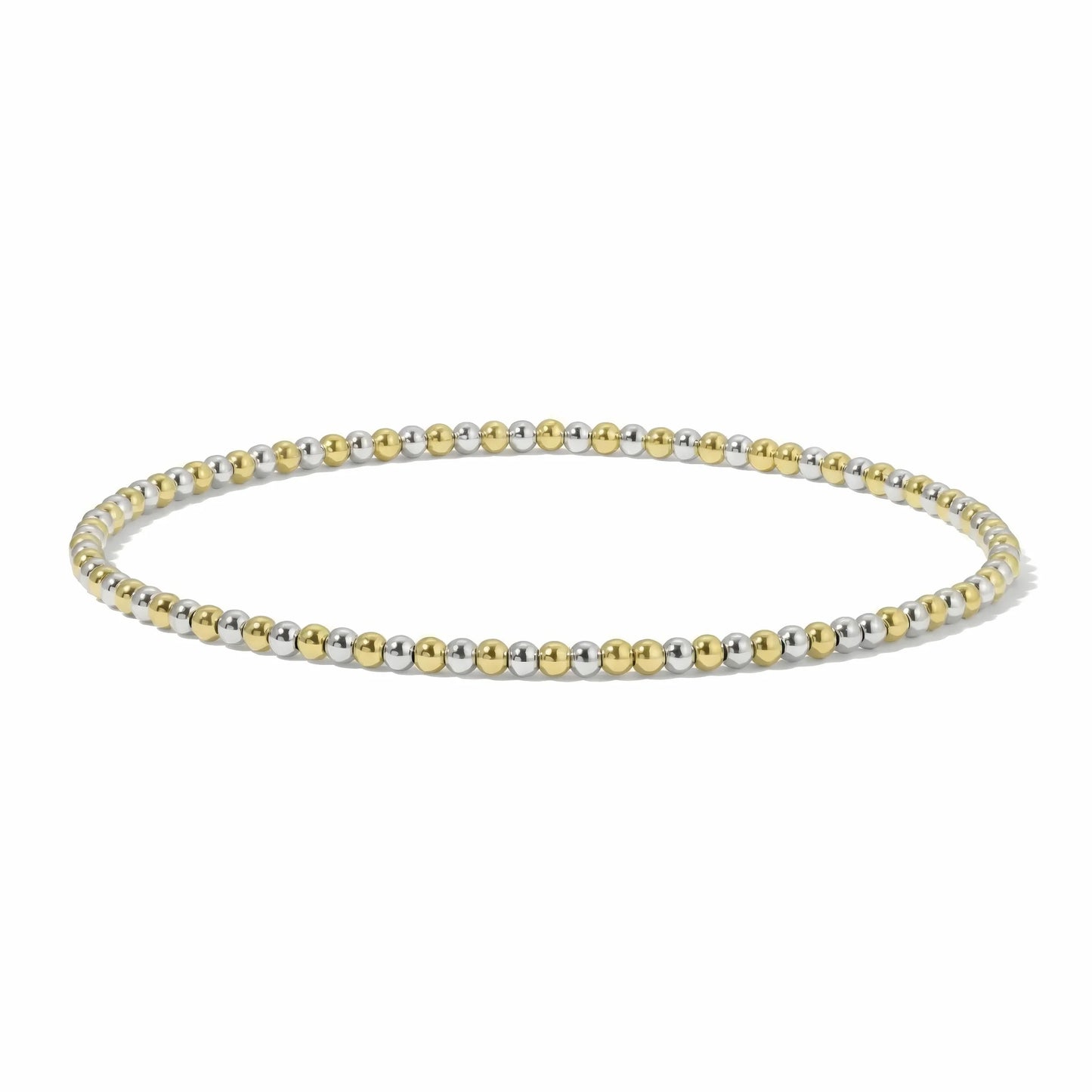 2.5mm Silver And Gold Mixed Round Beaded Bracelet