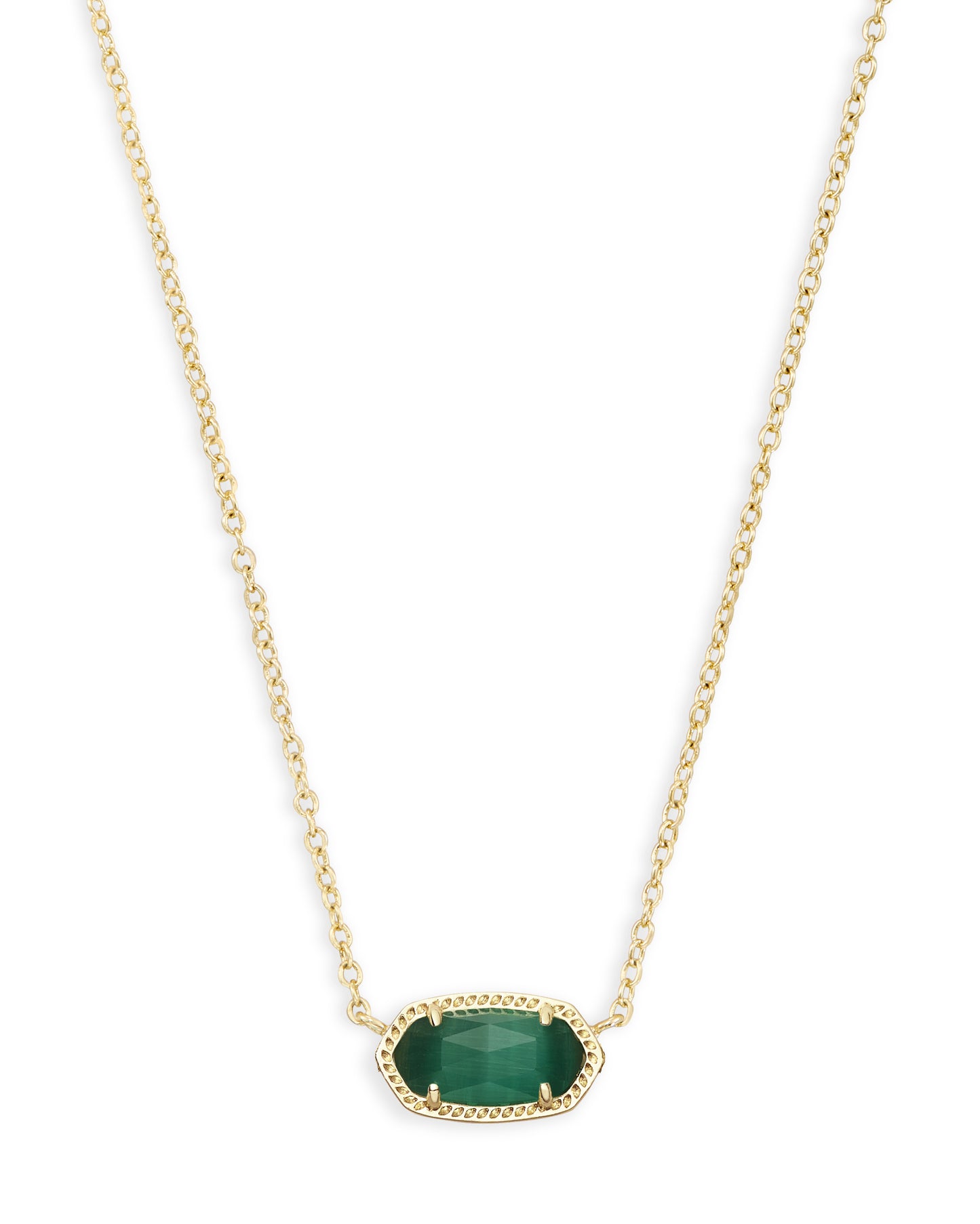 Kendra Scott ELISA Gold Pendant Necklace Emerald Cats Eye