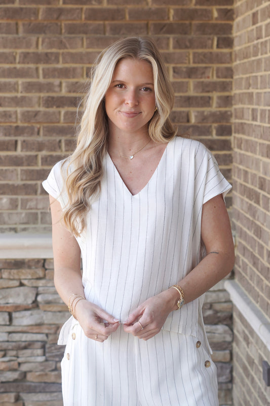 Parker Pin Stripe Flowy Top