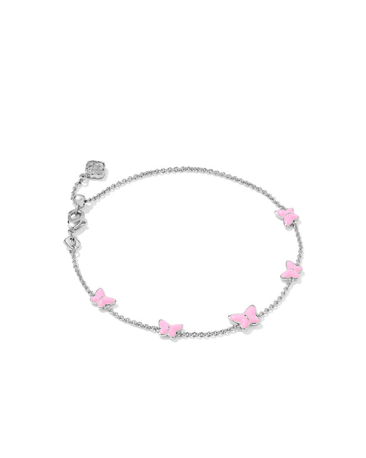 Silver Enamel Delicate Chain Bracelet with clasp