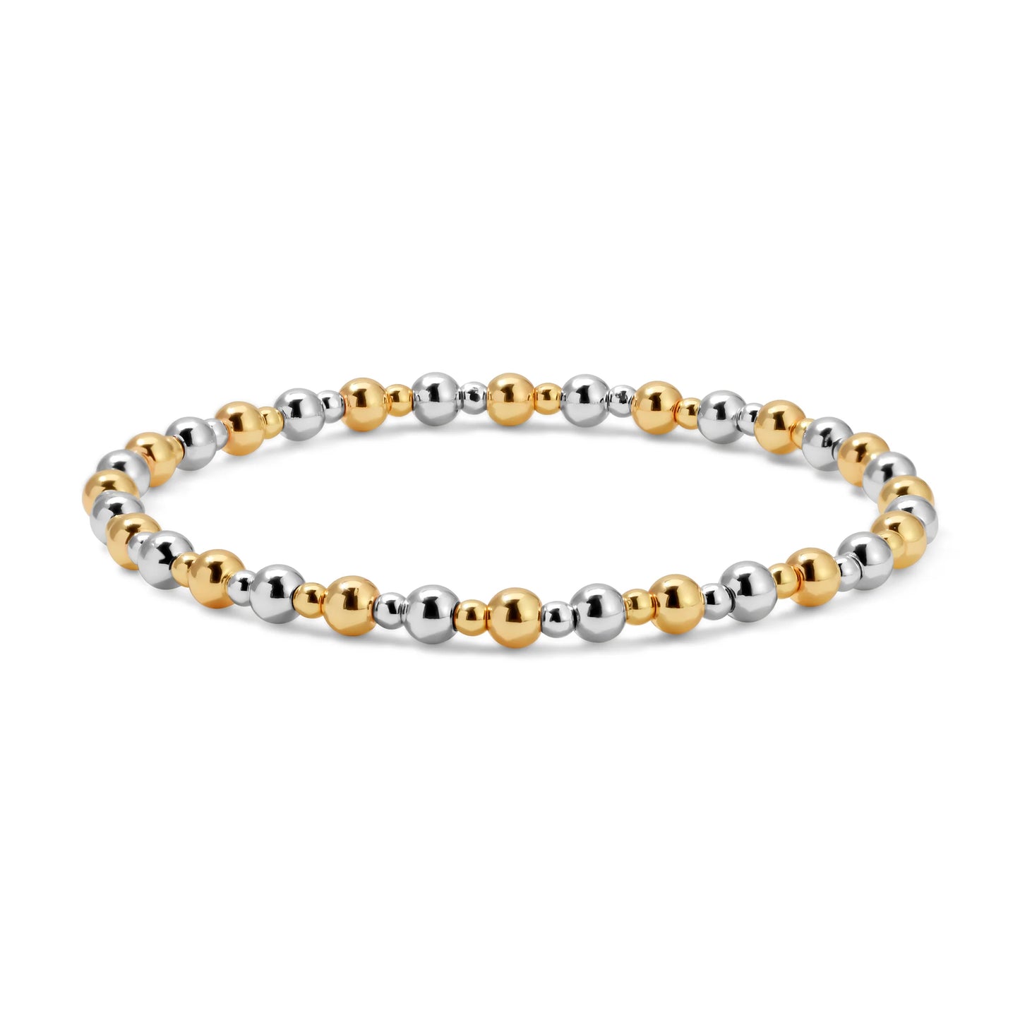 2.5mm/4mm Silver And Gold Mix Beaded Bracelet