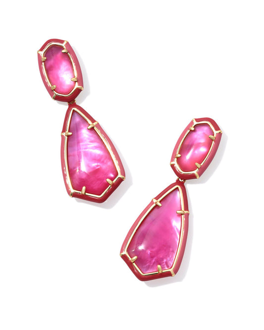 stud drop earrings with a gold azalea illusion center