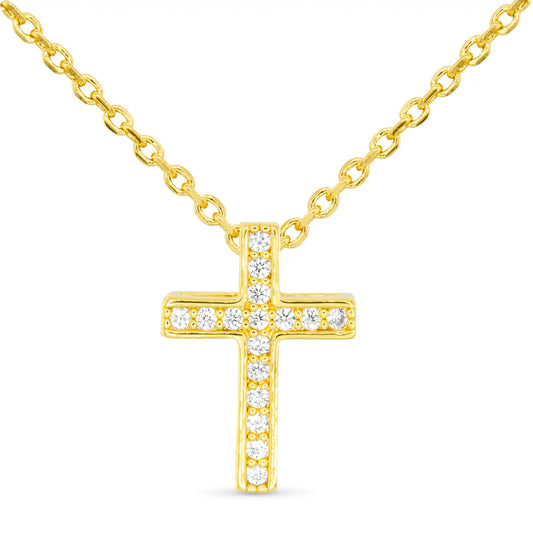 Cz Channel Set Cross Necklace
