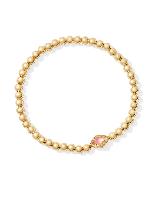 gold beaded bracelet with an azalea illusion stoned pendant