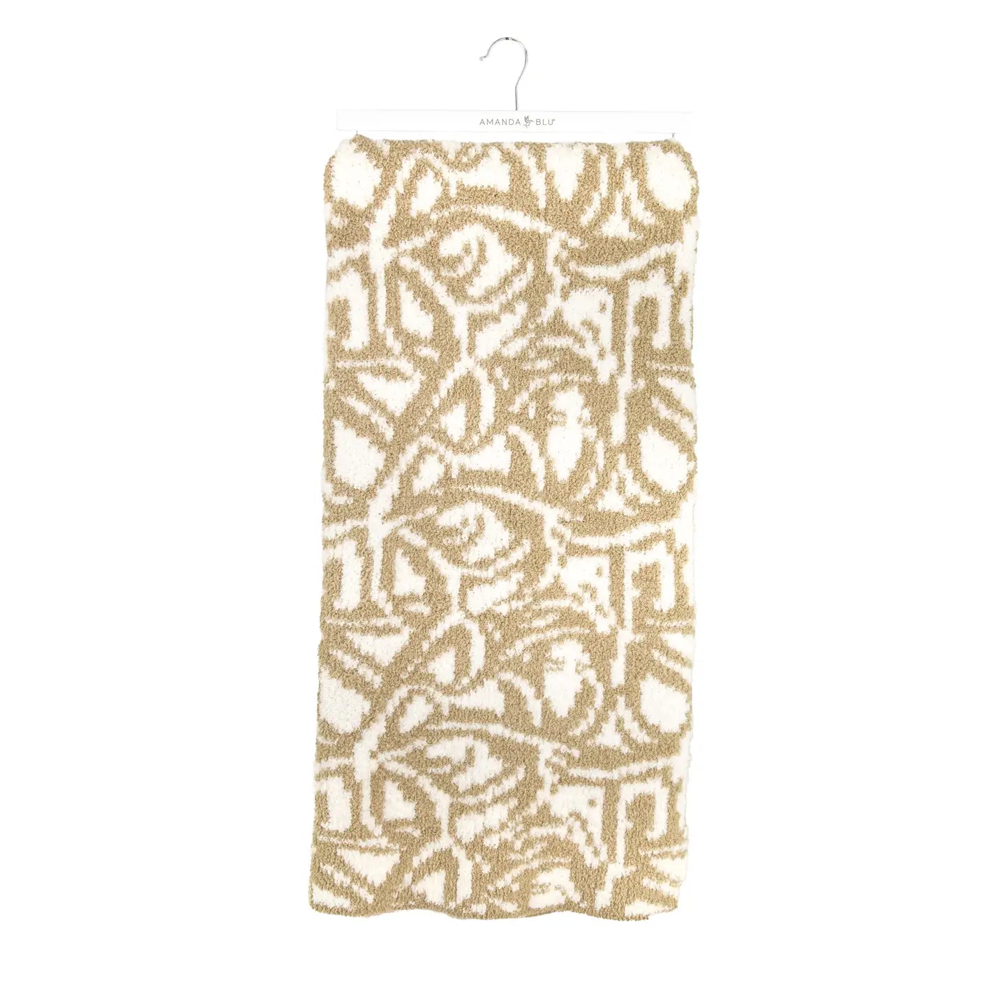 Amanda Blu Camel Mosaic Knit Throw Blanket