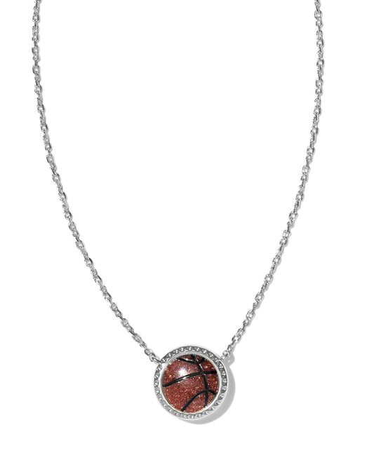 Silver chain with a basketball pendant necklaces
