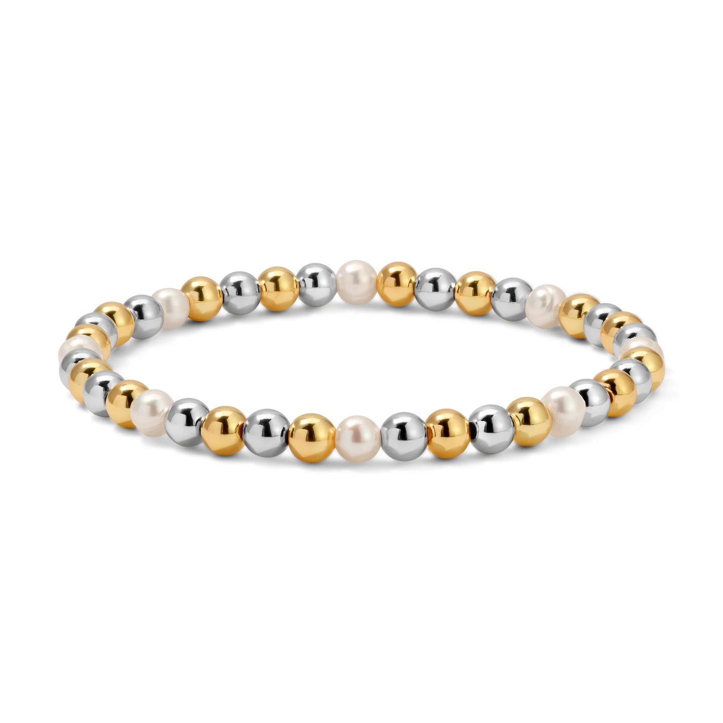 5mm Silver And Gold Mixed Pearl Beaded Bracelet