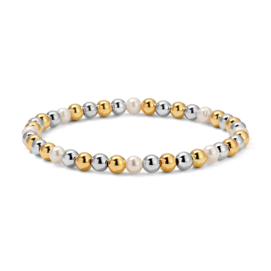 5mm Silver And Gold Mixed Pearl Beaded Bracelet