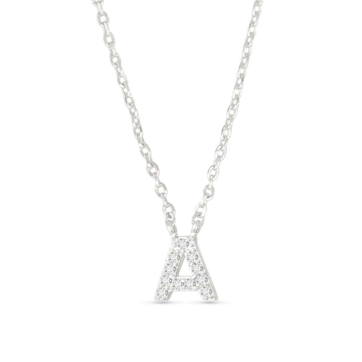 Silver CZ Initial Necklace