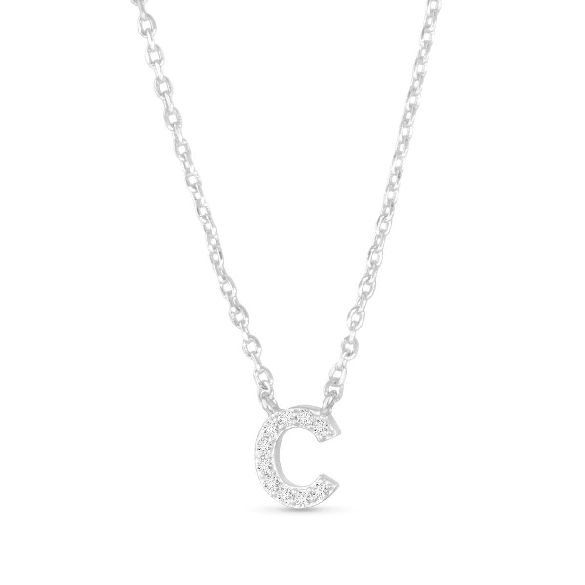 Silver CZ Initial Necklace