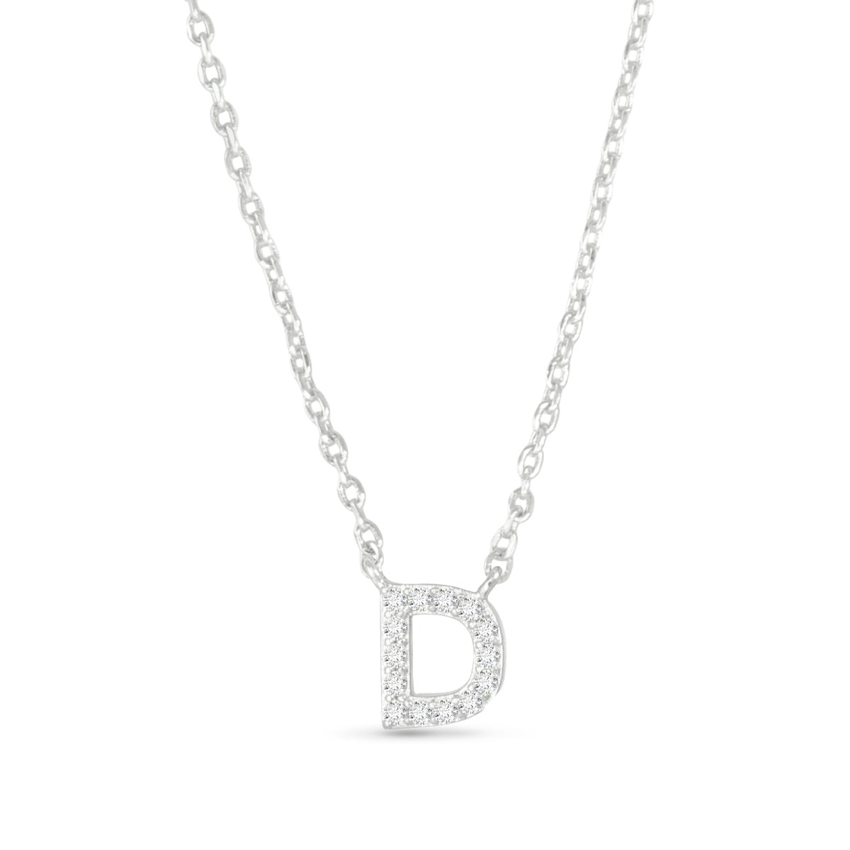 Silver CZ Initial Necklace