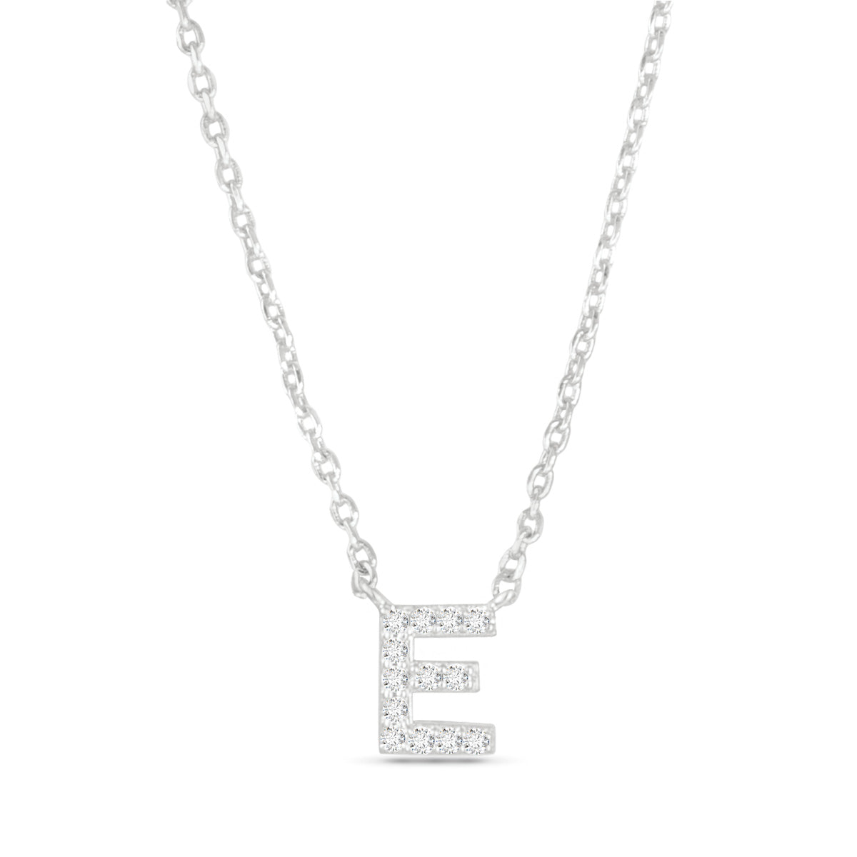 Silver CZ Initial Necklace