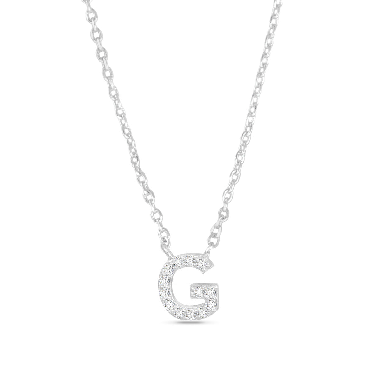 Silver CZ Initial Necklace