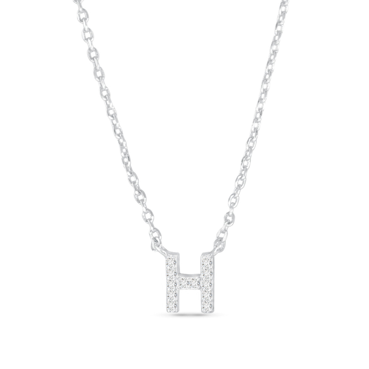 Silver CZ Initial Necklace