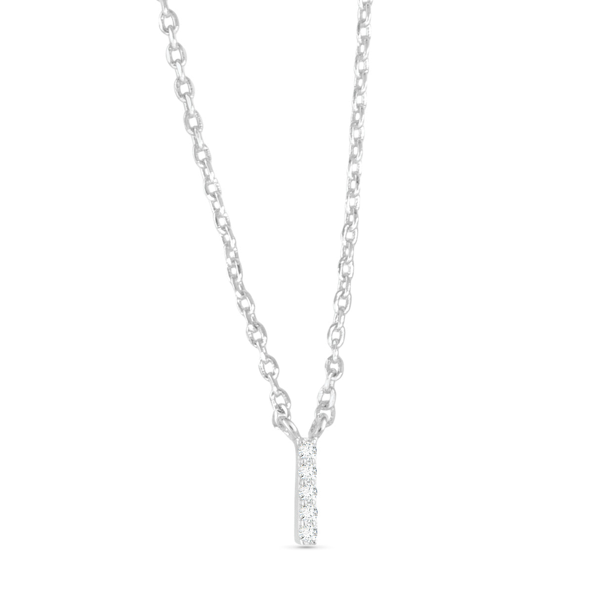 Silver CZ Initial Necklace