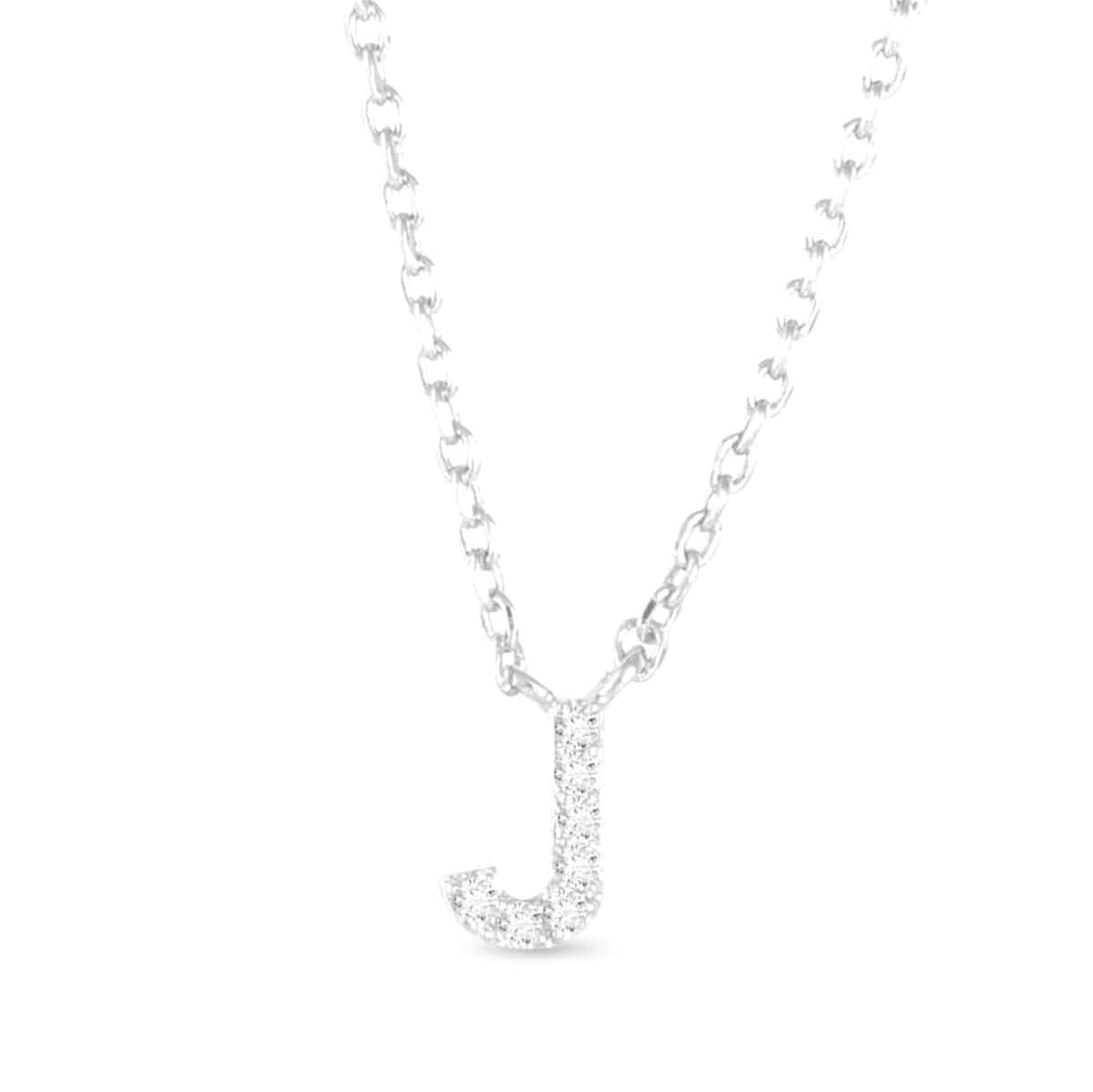 Silver Chain Necklace with Small "J" Initial Charm