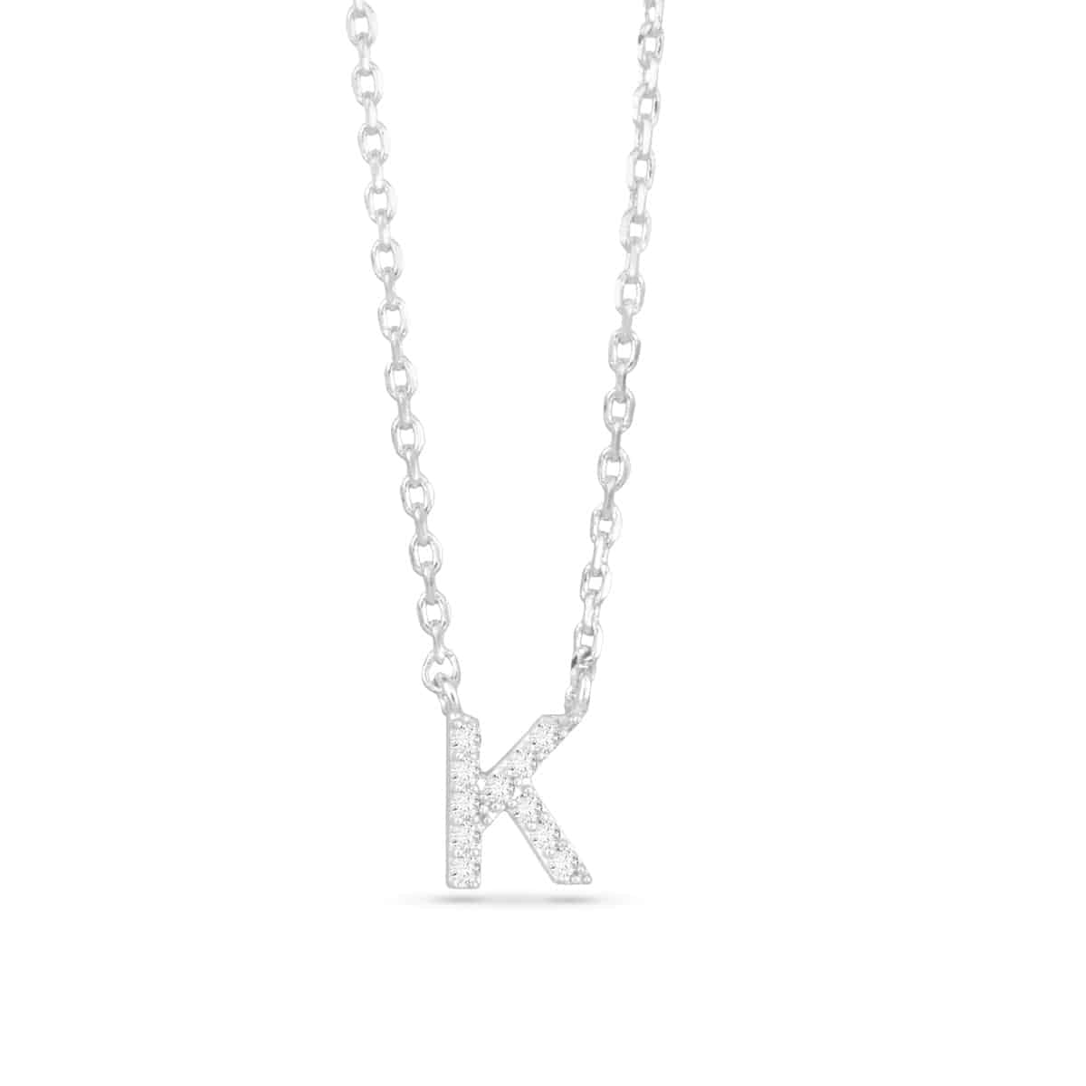 Silver Chain Necklace with Small "K" Initial Charm