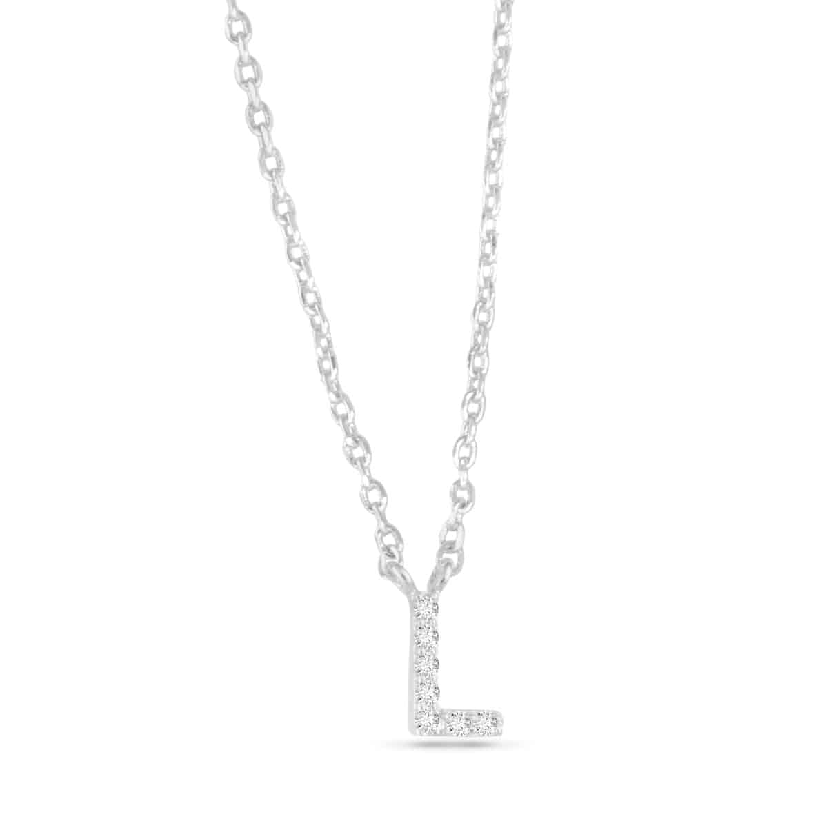 Silver Chain Necklace with Small "L" Initial Charm