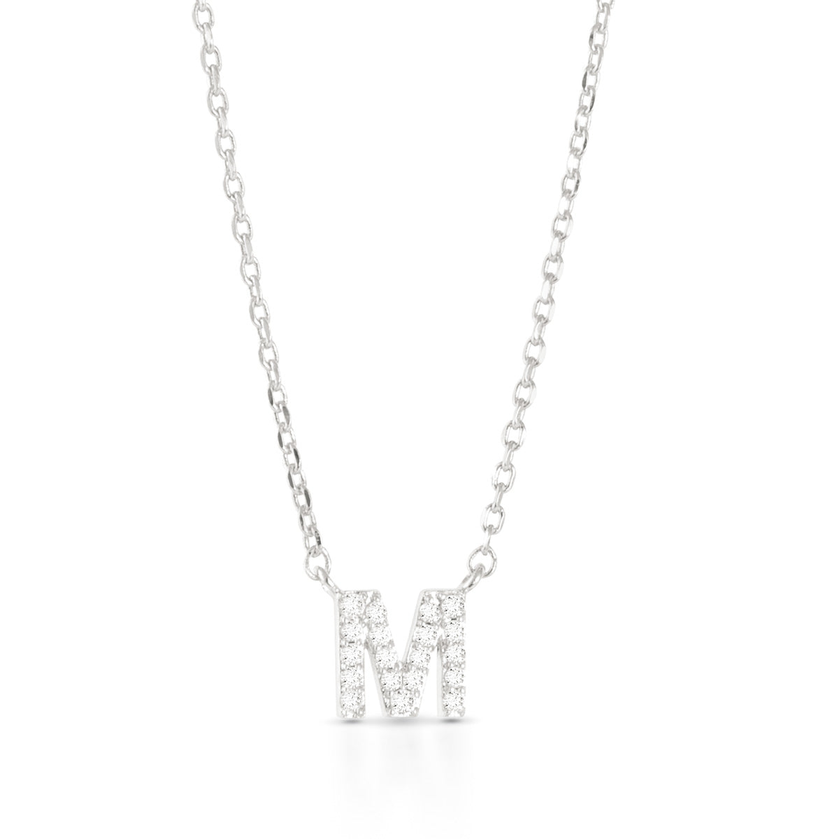 Silver CZ Initial Necklace