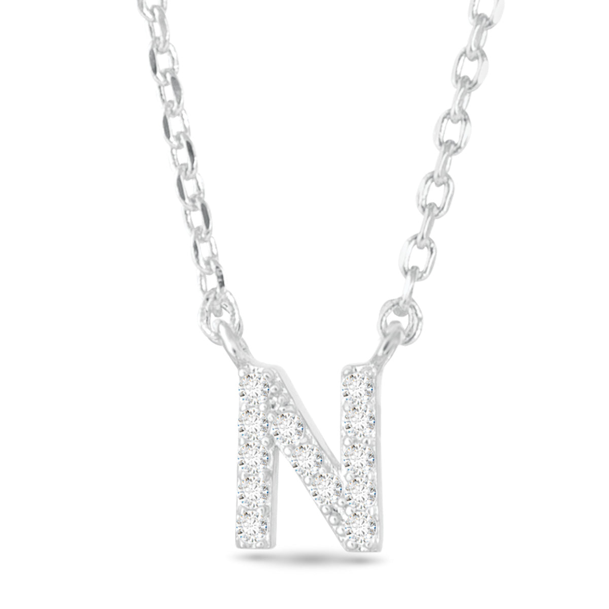 Silver CZ Initial Necklace