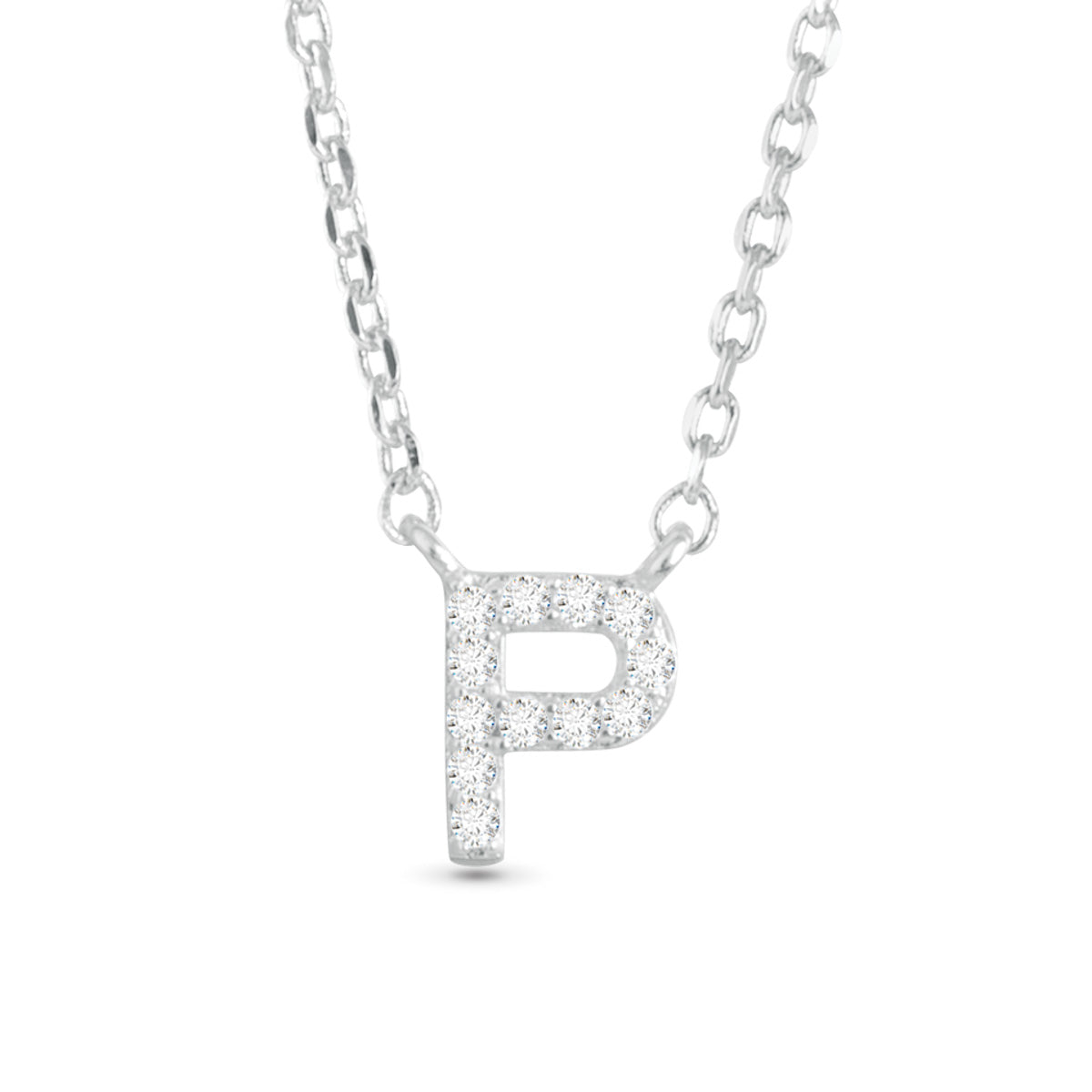 Silver CZ Initial Necklace