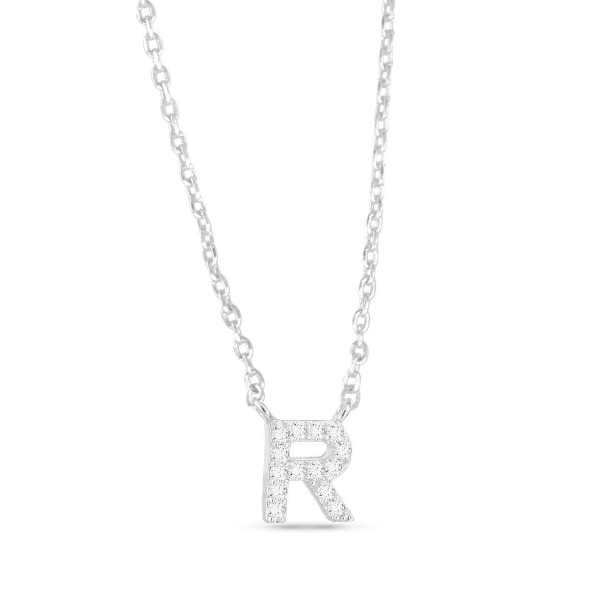 Silver CZ Initial Necklace