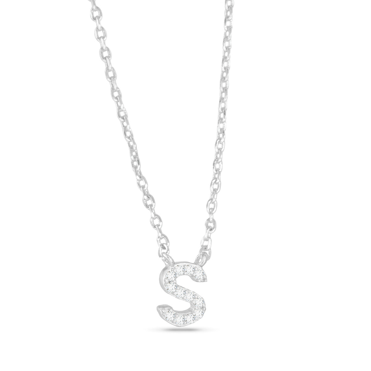 Silver CZ Initial Necklace