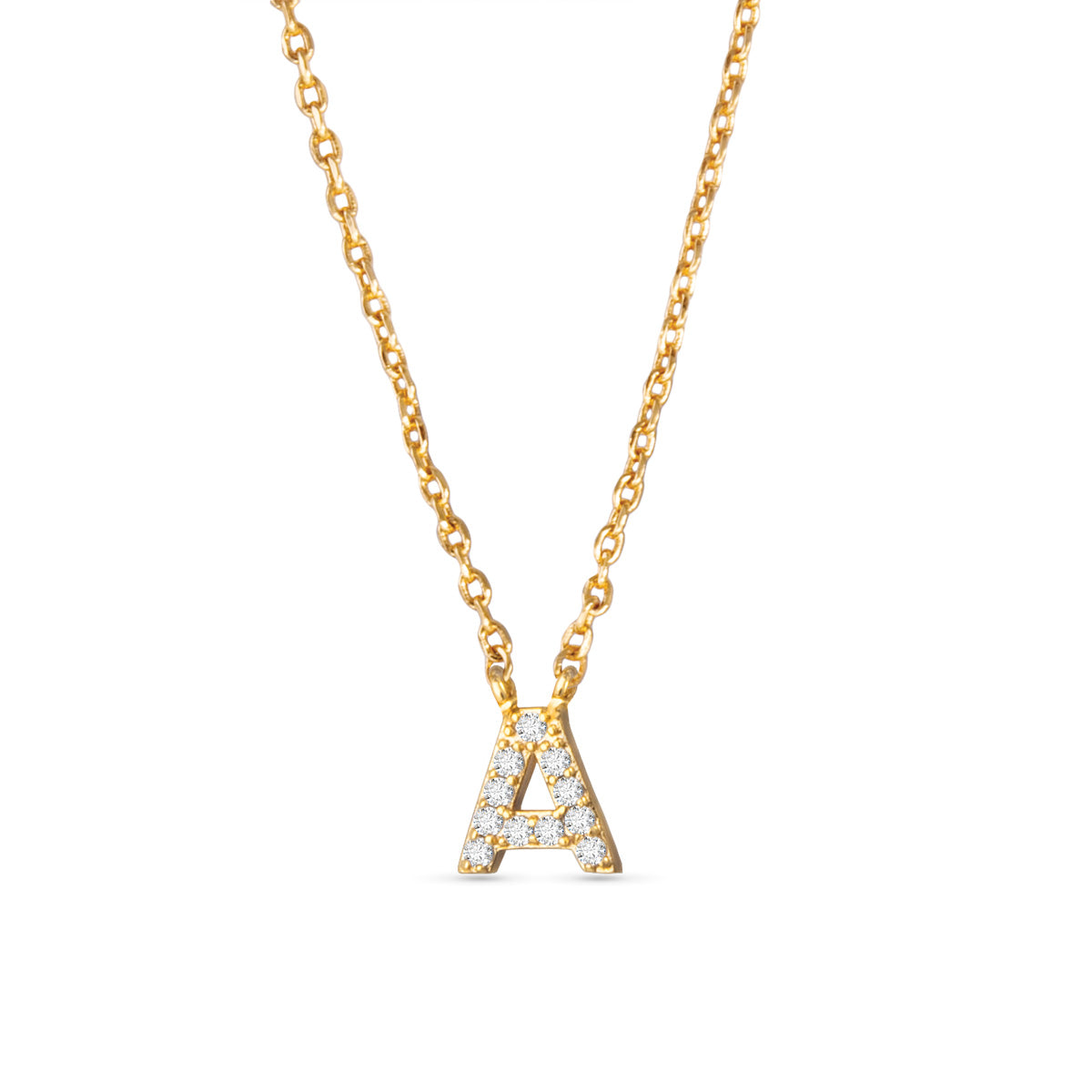 Gold CZ Initial Necklace