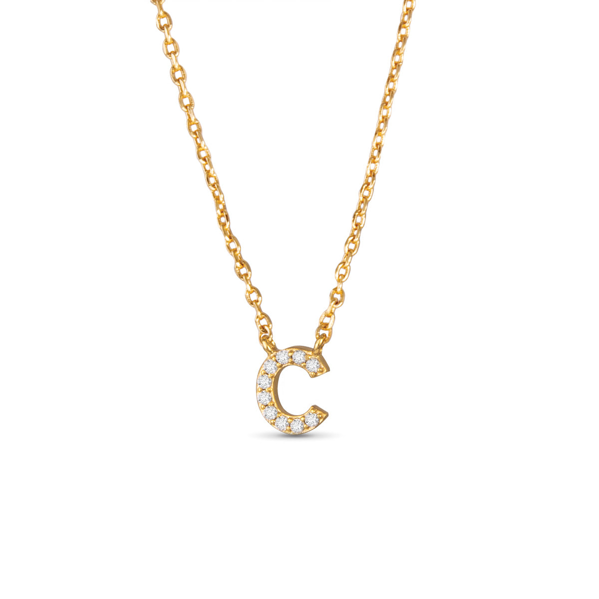 Gold CZ Initial Necklace