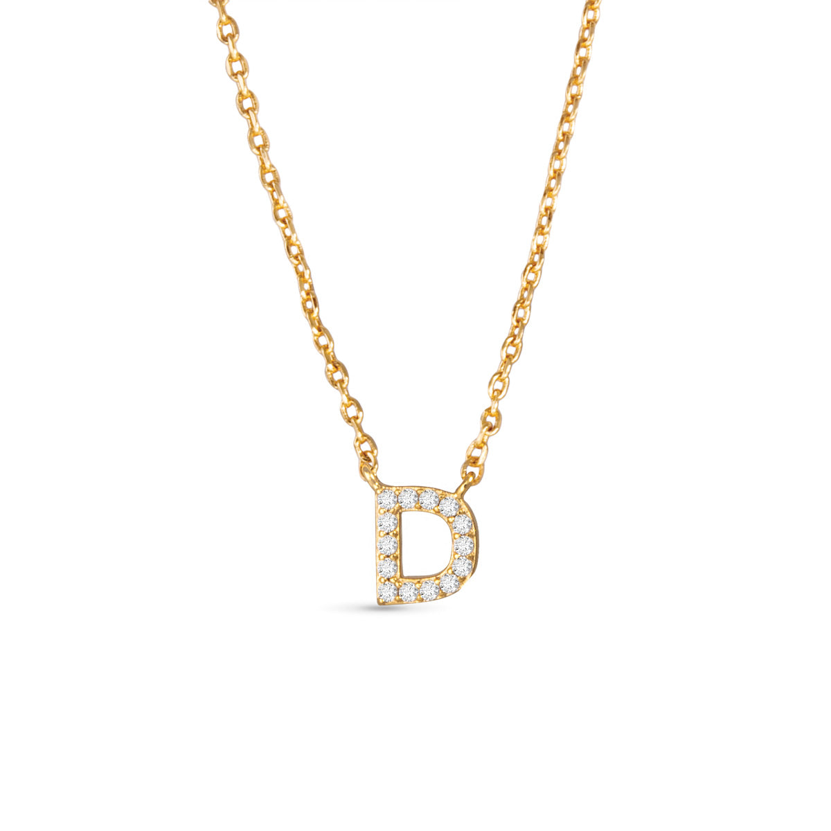 Gold CZ Initial Necklace